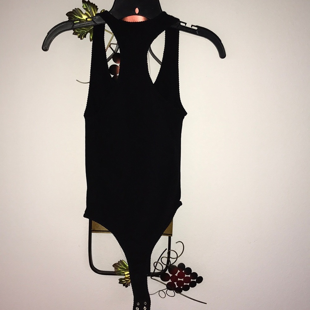 Black Ribbed Racer Back Tank Top - Picture 2 of 4